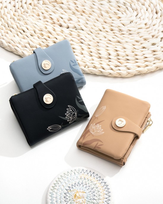 Prettyzys new women's short wallet, Korean-style printed zipper closure, student-style large-capacity wallet Prettyzys new women's short wallet, Korean-style printed zipper closure, student-style large-capacity wallet