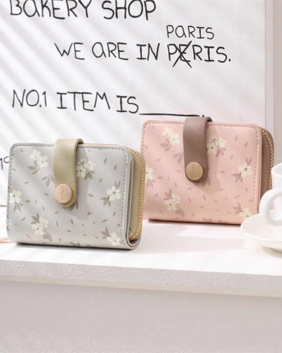 Cross-border Korean-style fashionable printed zippered accordion multi-card slot student wallet, women's wallet, ready for wholesale. Cross-border Korean-style fashionable printed zippered accordion multi-card slot student wallet, women's wallet, ready for wholesale.