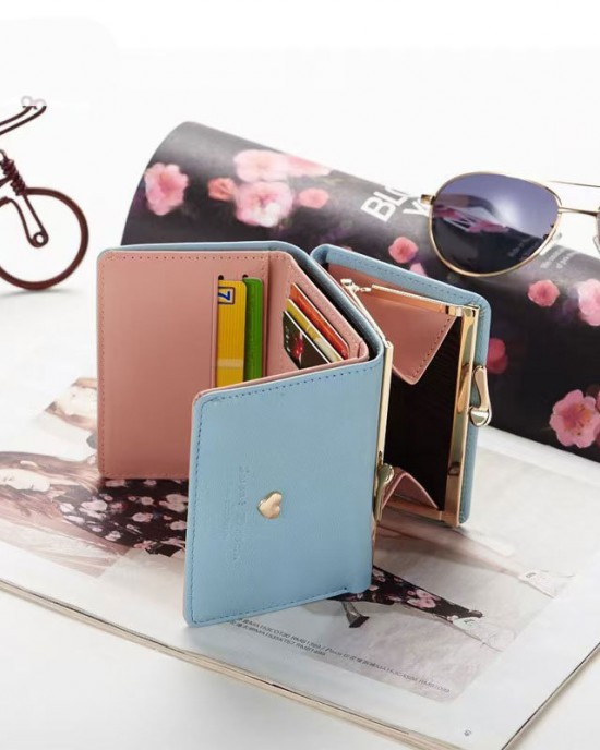 New Women's Short Wallet, Korean Student Style, Cute Mini Folding Wallet with Multiple Card Slots New Women's Short Wallet, Korean Student Style, Cute Mini Folding Wallet with Multiple Card Slots