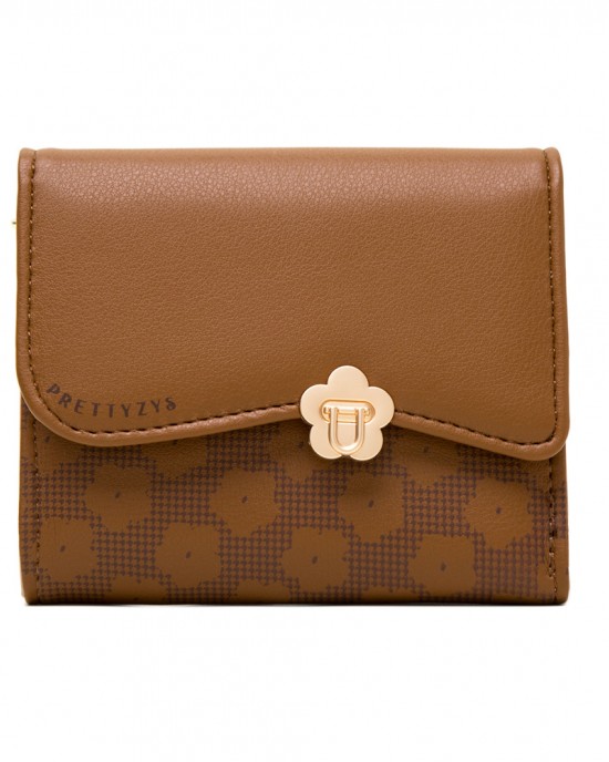 Pureti 2023 new women's short wallet, three-fold, floral hardware, fresh-looking, student coin purse. Coin purse and card holder Pureti 2023 new women's short wallet, three-fold, floral hardware, fresh-looking, student coin purse. Coin purse and card holder
