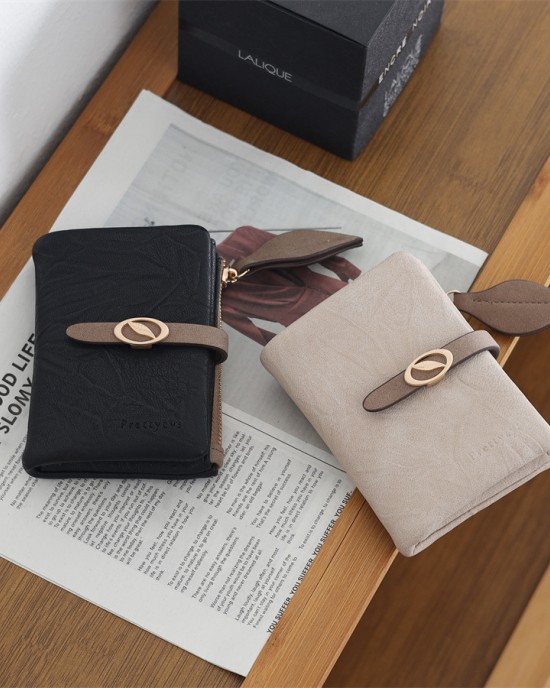 New women's short wallet, European and American style, simple, PU zippered and clasp, foldable clutch, student coin purse wholesale. New women's short wallet, European and American style, simple, PU zippered and clasp, foldable clutch, student coin purse wholesale.