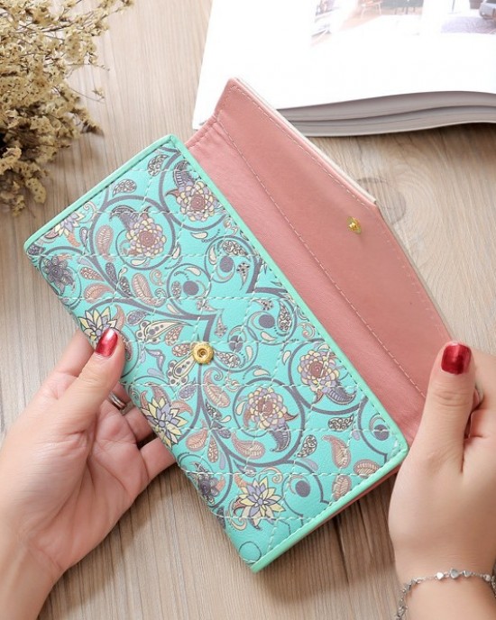 Cross-Border European and American Popular Women's Long Wallet with Retro Print and Fashionable Wallet, Clutch, and Coin Purse Cross-Border European and American Popular Women's Long Wallet with Retro Print and Fashionable Wallet, Clutch, and Coin Purse