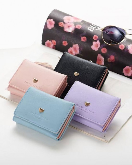 New Women's Short Wallet, Korean Student Style, Cute Mini Folding Wallet with Multiple Card Slots New Women's Short Wallet, Korean Student Style, Cute Mini Folding Wallet with Multiple Card Slots