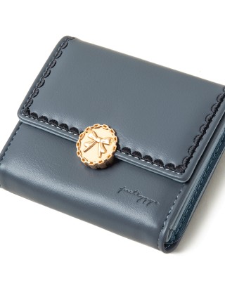 Lianbu Leather Goods 2022 New Women's Short Wallet, Japanese and Korean Tri-Fold Buckle, PU Soft Embroidered Student Wallet