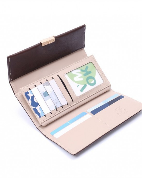 New cross-border women's wallet, long, Japanese and Korean style, fresh, solid color, PU leaf pendant, large-capacity clutch, wholesale.