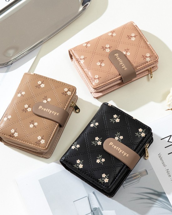 Lianbu new Korean style, simple short two-fold women's wallet Fashionable student-friendly printed foldable wallet with multiple card slots Lianbu new Korean style, simple short two-fold women's wallet Fashionable student-friendly printed foldable wallet with multiple card slots