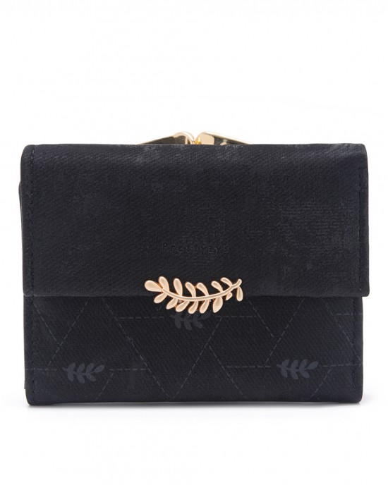 New Short Wallet, Women's Refreshing Japanese and Korean-style leaf-printed hardware buckle multifunctional card and coin purse New Short Wallet, Women's Refreshing Japanese and Korean-style leaf-printed hardware buckle multifunctional card and coin purse