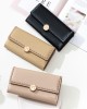 Lovebu New Cross-Border Long Women's Wallet with Solid Color Bow Clasp and Trifold Embroidered Clutch Lovebu New Cross-Border Long Women's Wallet with Solid Color Bow Clasp and Trifold Embroidered Clutch