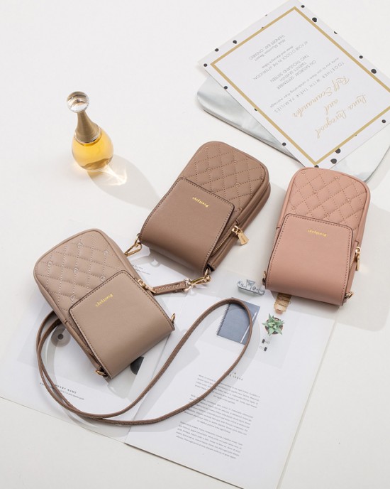 Guangzhou Bag 2024 hot-selling women's phone bag, fashionable crossbody shoulder bag, diamond-patterned embroidered women's double-layer PU wallet Guangzhou Bag 2024 hot-selling women's phone bag, fashionable crossbody shoulder bag, diamond-patterned embroidered women's double-layer PU wallet