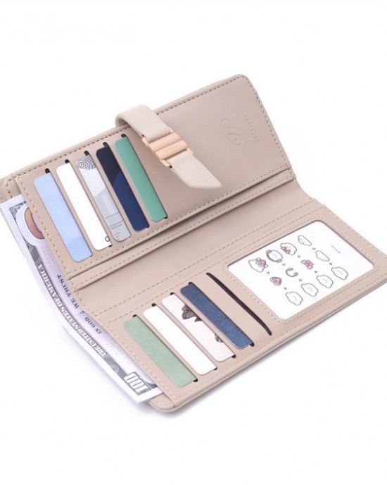 Lianbu New Women's Wallet, Long PU Leather Bi-Fold Wallet, Luxury European and American Multifunctional Clutch Lianbu New Women's Wallet, Long PU Leather Bi-Fold Wallet, Luxury European and American Multifunctional Clutch