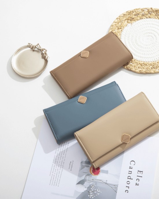 Pruti's new women's wallet, solid color, fresh and stylish PU wallet, simple and versatile European and American style Pruti's new women's wallet, solid color, fresh and stylish PU wallet, simple and versatile European and American style