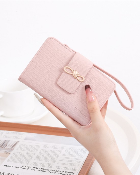 2025 solid color new wallet Women's medium-sized bag with a bow-knot, stylish, large capacity, small, fresh, and simple coin purse. 2025 solid color new wallet Women's medium-sized bag with a bow-knot, stylish, large capacity, small, fresh, and simple coin purse.