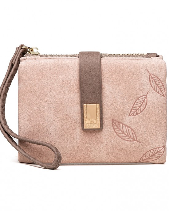 New cross-border retro casual drawstring women's wallet, leaf PU wallet, short female wallet, student coin purse New cross-border retro casual drawstring women's wallet, leaf PU wallet, short female wallet, student coin purse
