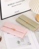 New cross-border women's wallet, long, Japanese and Korean style, fresh, solid color, PU leaf pendant, large-capacity clutch, wholesale.