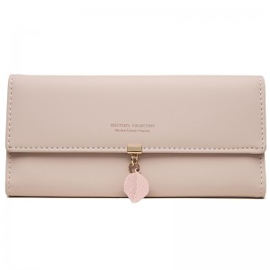 New Japanese and Korean leaf-printed long women's wallet, multifunctional large-capacity student wallet, women's clutch