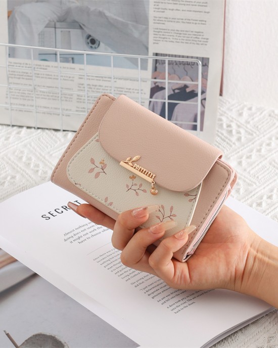 New cross-border women's wallet, cute printed, metal pendant, high-end, popular student medium-sized wallet, wallet, coin purse.