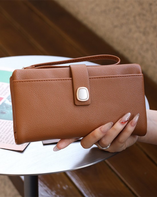 New Long Wallet for Women, Large Capacity Multifunctional Wallet with Full PU Leather Wrist Strap, Luxury Clutch Wholesale New Long Wallet for Women, Large Capacity Multifunctional Wallet with Full PU Leather Wrist Strap, Luxury Clutch Wholesale