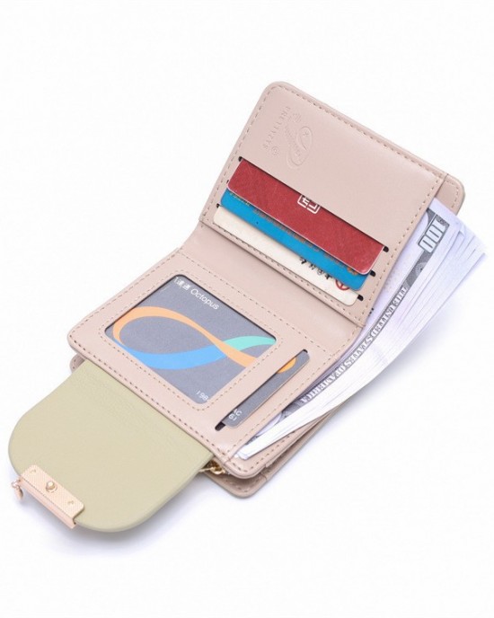 Cross-border foreign trade new short Korean-style PU leather small wallet, printed buckle foldable coin coin wallet. Zippered Student Coin and Card Holder Cross-border foreign trade new short Korean-style PU leather small wallet, printed buckle foldable coin coin wallet. Zippered Student Coin and Card Holder