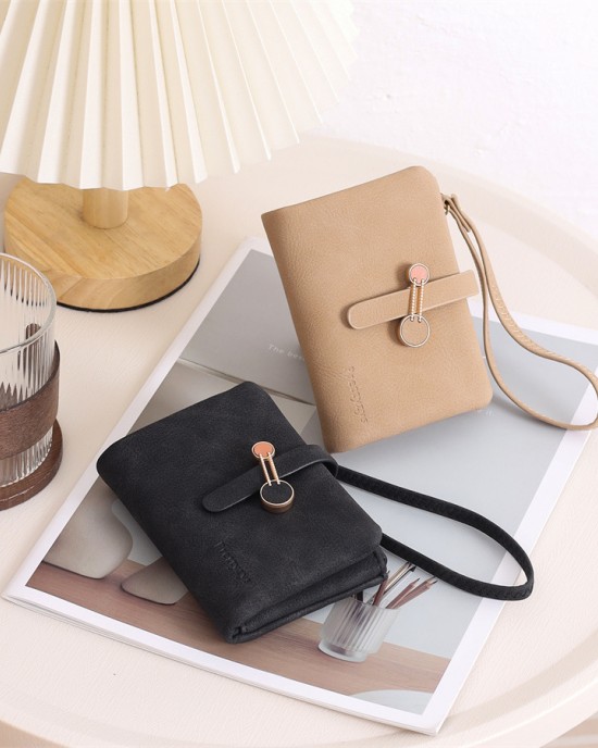 Lianbu new Japanese and Korean style, fresh and simple, zippered and clasp, short multifunctional card holder, handbag, student coin purse. Lianbu new Japanese and Korean style, fresh and simple, zippered and clasp, short multifunctional card holder, handbag, student coin purse.