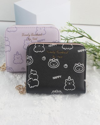 Lianbu Korean-style short Women's wallet, small, fresh, two-fold, buckle, zippered, printed wallet, student coin purse.