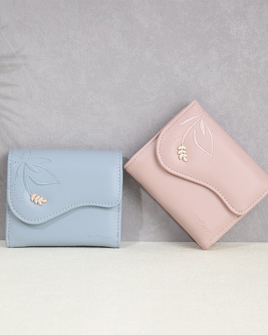 New short women's wallet, embroidered leaf hardware pattern, multifunctional, large capacity coin purse, student wallet New short women's wallet, embroidered leaf hardware pattern, multifunctional, large capacity coin purse, student wallet