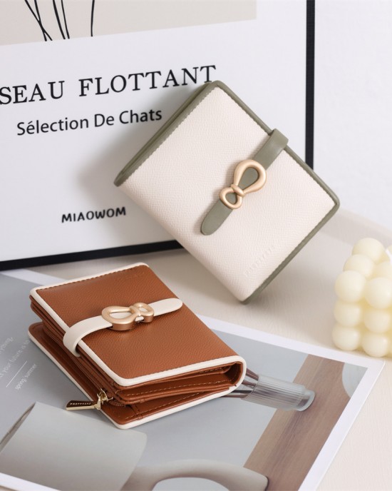 New Cross-Border Short Wallet, Simple and Contrast-Color Women's Fashionable Closure Folding Multifunctional Coin Purse New Cross-Border Short Wallet, Simple and Contrast-Color Women's Fashionable Closure Folding Multifunctional Coin Purse